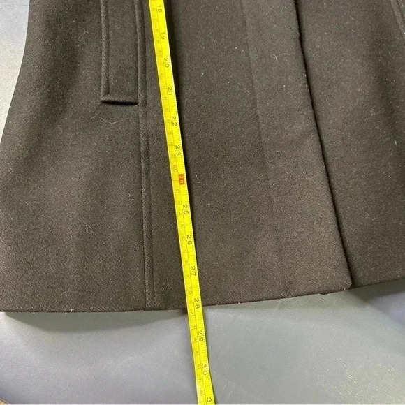 Express Women’s Wool Coat Size 3/4 Black Hidden Button Up Front Open Pockets - Picture 11 of 11